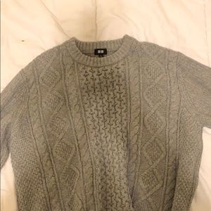 Uniqlo Gray Cable Knit Sweater